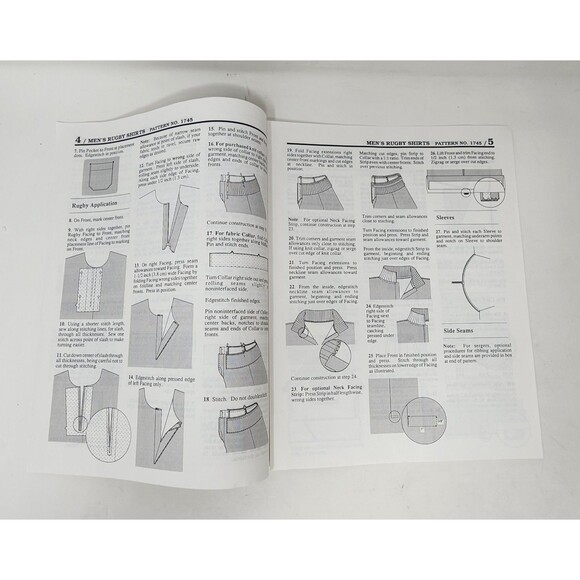 Mens Rugby Shirt Pattern Stretch & Sew 1745 Uncut 1980's VTG Sizes 34" to 48" - Picture 5 of 6